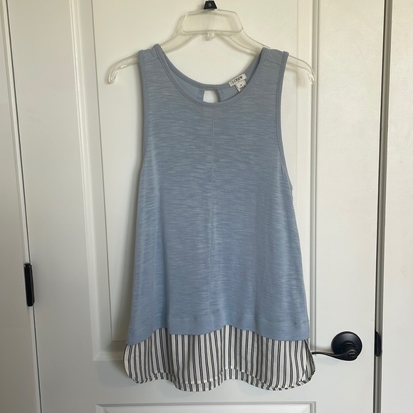Tops - JCrew Blue and Striped Flow Tank